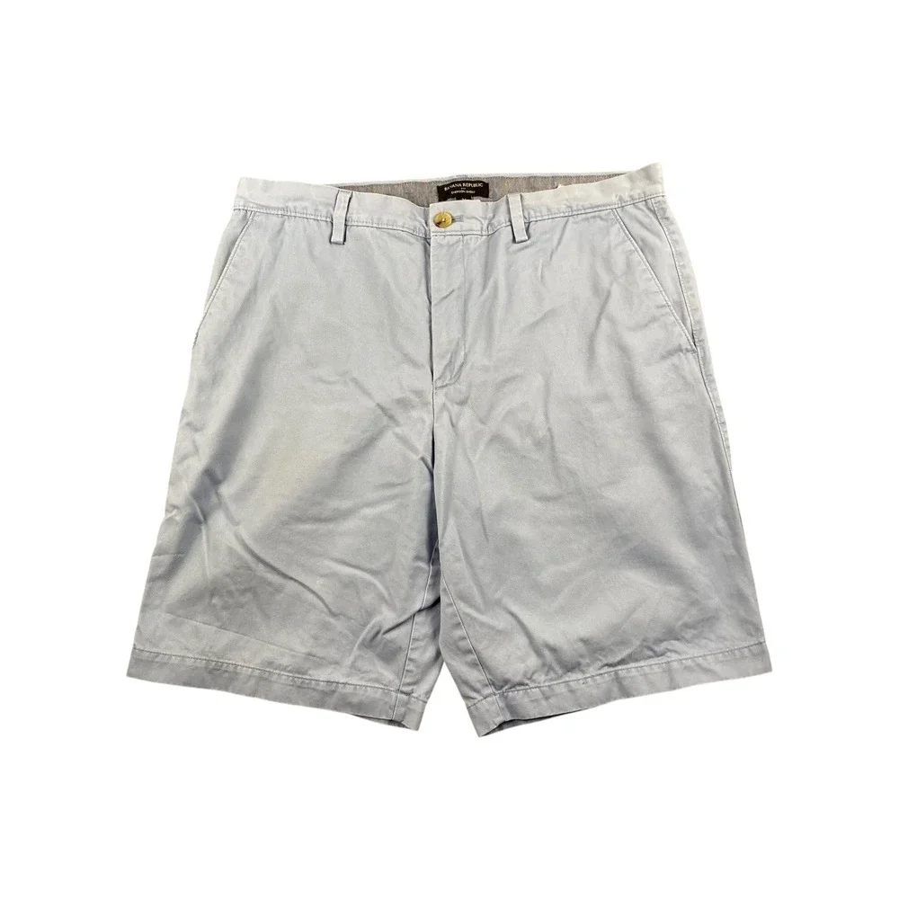 Banana Republic Emerson Shorts Mens 36 Light Blue Chino Flat Front Casual Summer